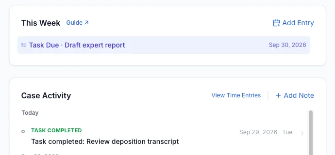 Case Activity feed showing a green Task Completed entry